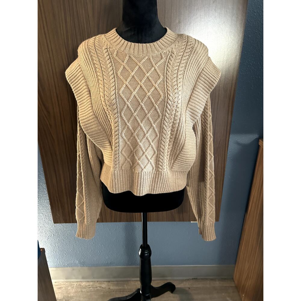 Aritzia Babaton Seek Cable Kit Sweater In Heather Gold/Camel Size S - Picture 4 of 9